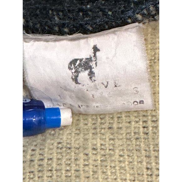 Vtg Alpaca WOOL blanket Peru large Peruvian throw warm seahawk color cabin - Picture 2 of 12